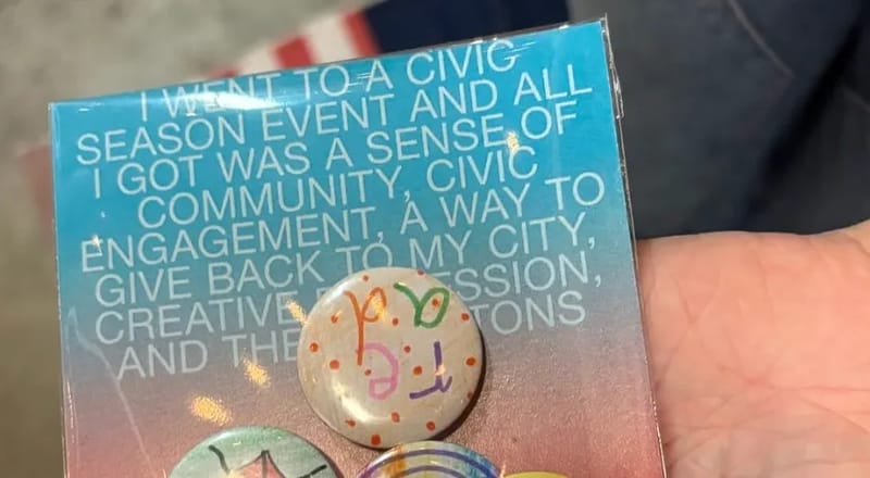 Civic Season buttons and pins